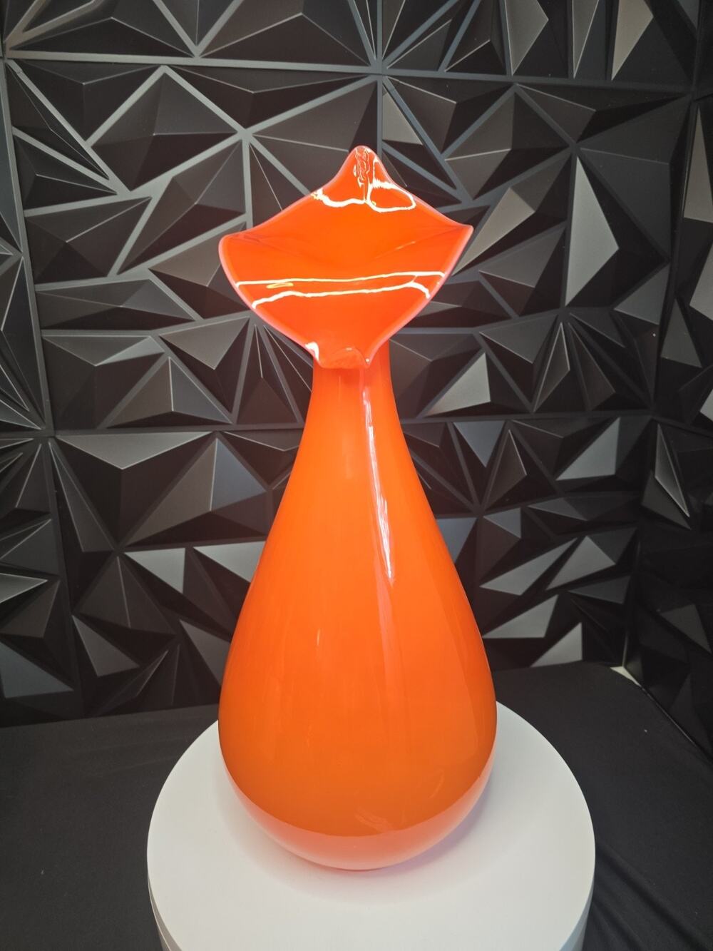 MCM‎ Hand Blown Bittersweet Orange Jack In The Pulpit Vase 17' Inches Tall